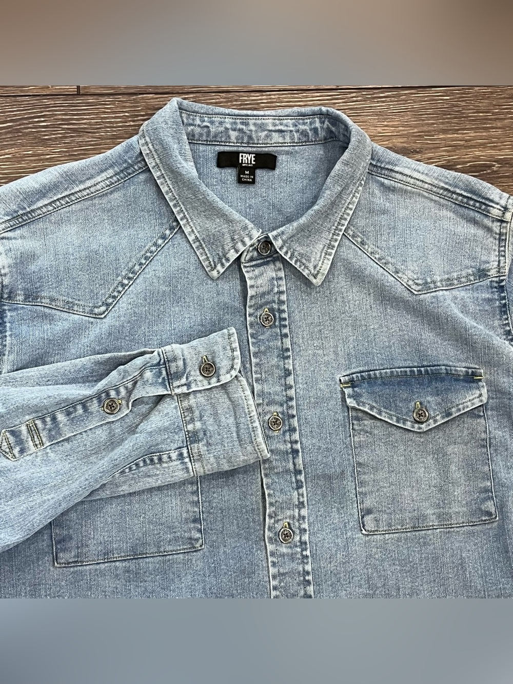 Frye Blue Jean Button Down Shirt Mens size Medium